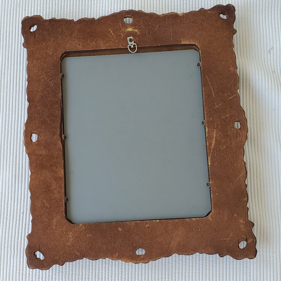 Vintage Mirror 18"x15" Brown Wood Look Heavy Plastic Resin Frame Ornate - Picture 11 of 11